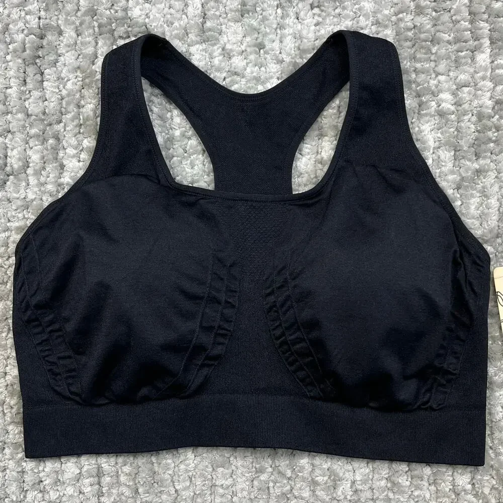 NEW‎ Truekind Women's Comfort ReACTIVATE Sports Bra Racerback Black Wireless 2XL